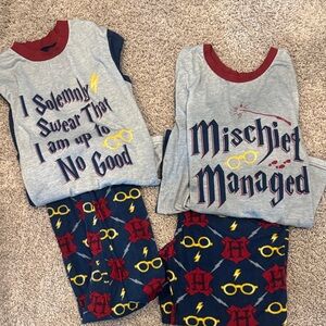 Gray and Red Pajama Set with Playful Designs
